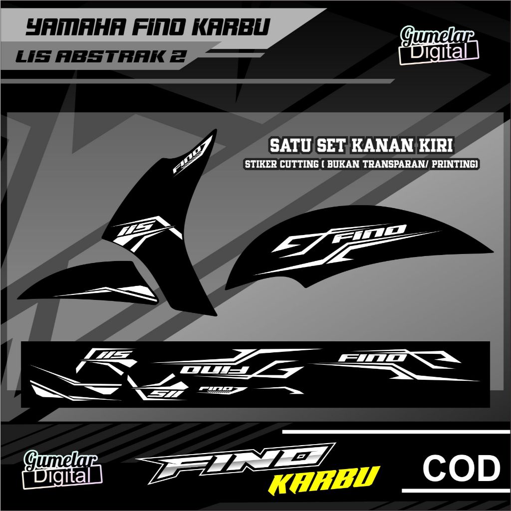 SIMPLE CUTTING STICKER YAMAHA FINO คาร์บอนตัดสติกเกอร์ ABSTRACT 2 ALREADY CUT, JUST STICK IT ON