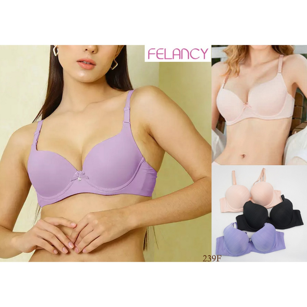FELANCY Womens Underwire Bra Thin Foam Demi Cup 34B 36B 38B Bra Underwire ชุดชั้นใน 239F