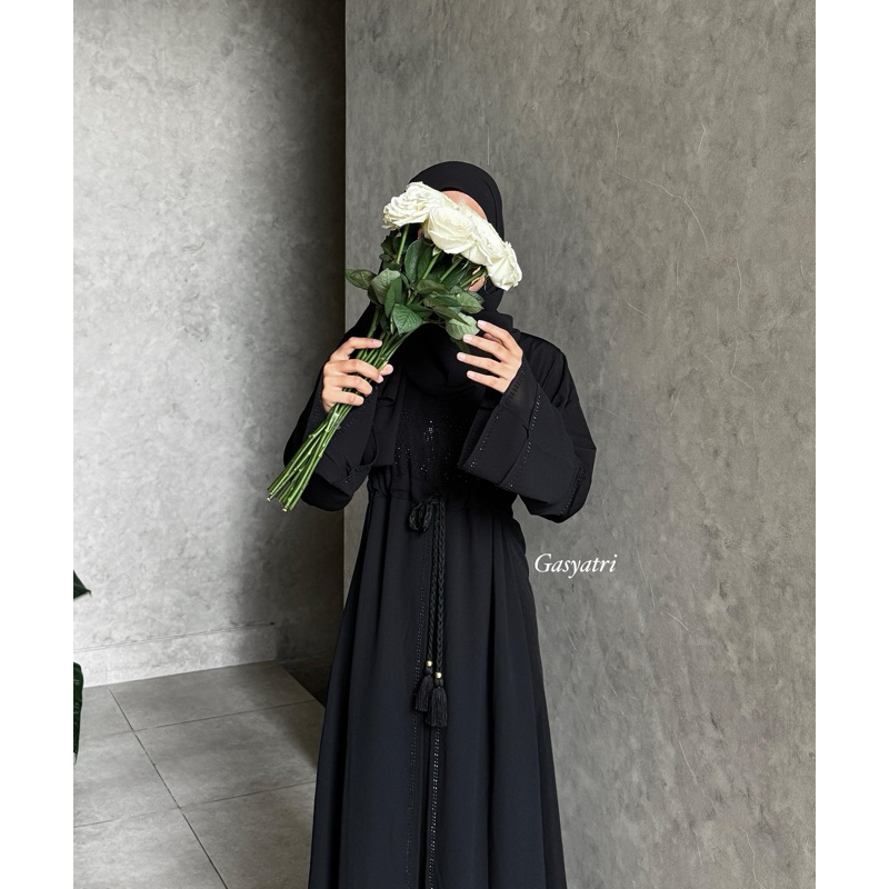 MATA Zavira Abaya Gasyatri ตุรกี slim syari สีดํา Wolfis lux ผสม Ceruty เลื่อมตาหรูหรา
