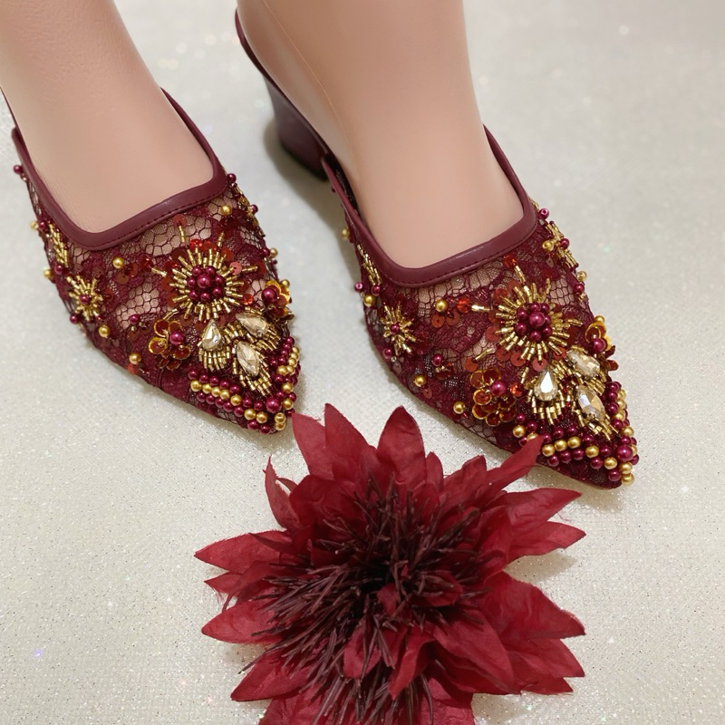 LARA MAROON WEDDING SHOES WEDDING SHOES รองเท้าปาร์ตี้