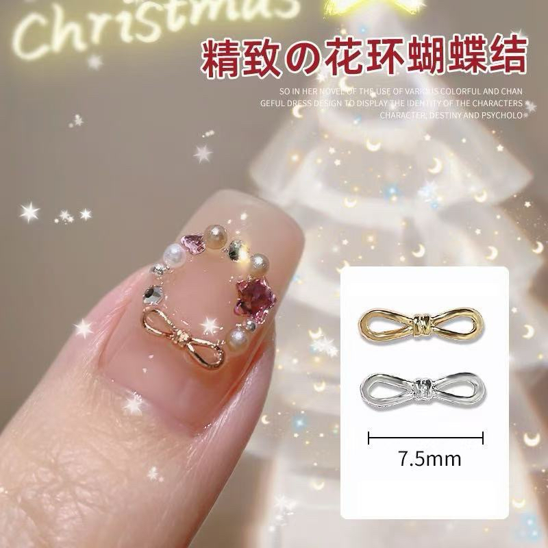 (10 ชิ้น) H282 Mini Ribbon Alloy Nail Art Accessories