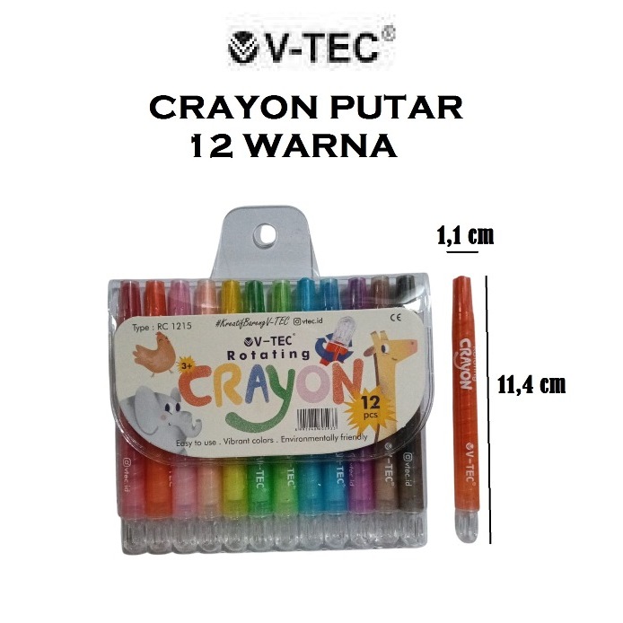 V-Tec/V-Tec ดินสอสีหมุนได้ 12 สี