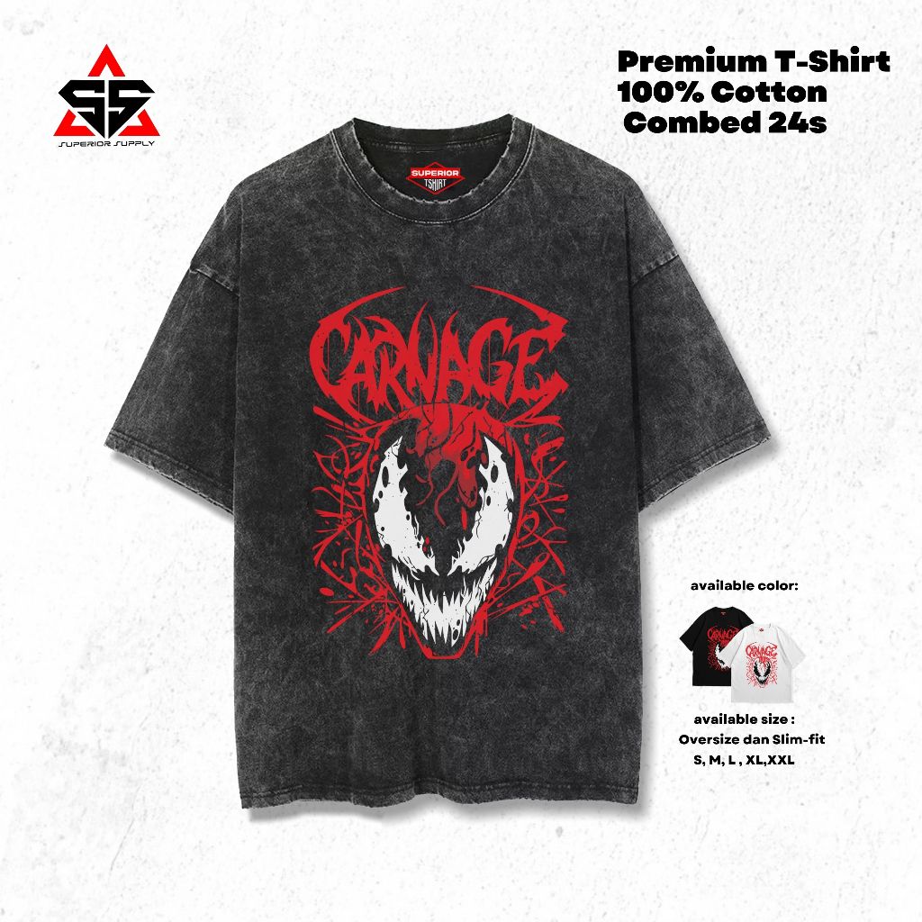 เสื้อยืด Superior VENOM เสื้อยืดล้างขนาดใหญ่ slimfit sandwash VENOM-1