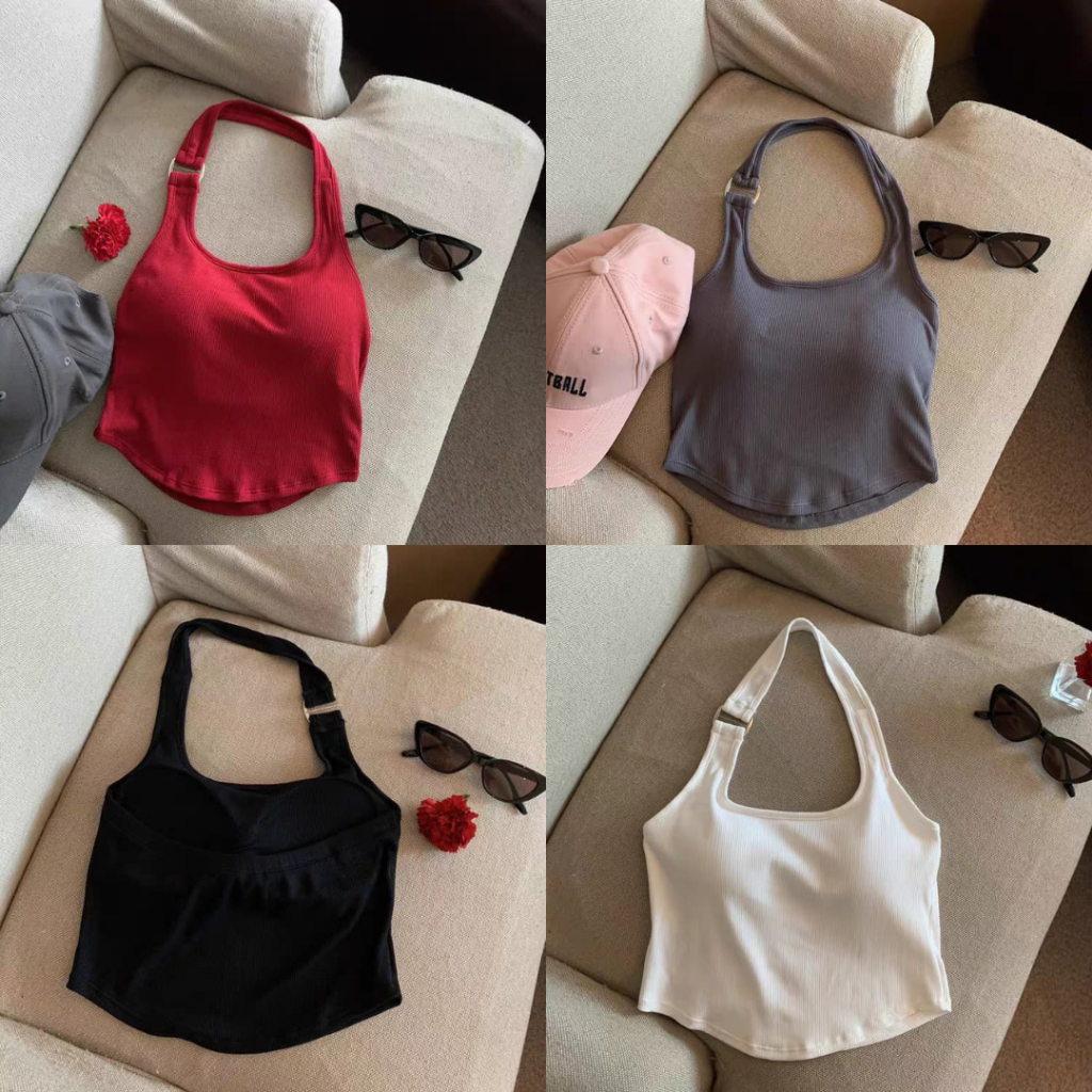 Oppa Style Shop Tanktop Crop Neck Strap TT004 Korean Sport Tanktop / Sexy Crop Tanktop for Running G