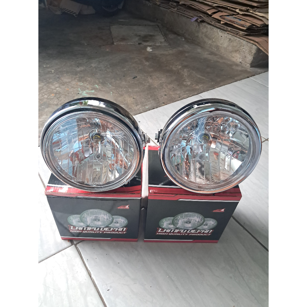 NINJA SS 7 INCH HEADLIGHT RESCTOR NINJA R SS HEADLIGHT SHELL ROUND CROM DOUBLE RING AGRAS ยี่ห้อ