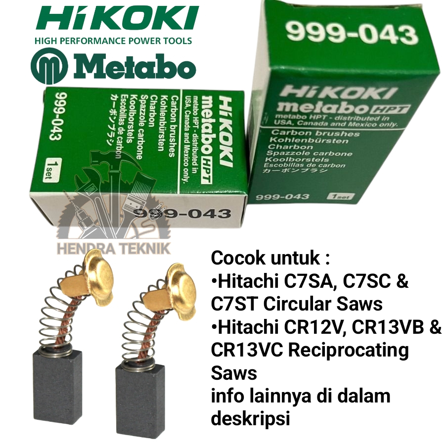 แปรงคาร์บอนต้นฉบับ CIRCULAR SAW GRIND HITACHI HI KOKI COLL BOSTEL CB 043 CHARCOAL SEPUL 999-043 COAL