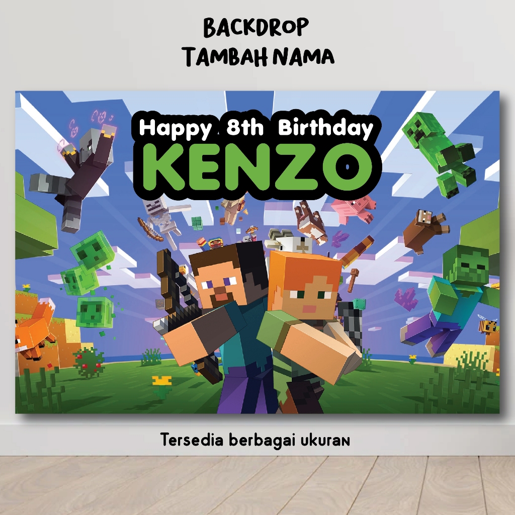 MINECRAFT BIRTHDAY DECORTATION BACKGROUND BANNER WALLPAPER BIRTHDAY DECORTATION HBD HAPPY BIRTHDAY P