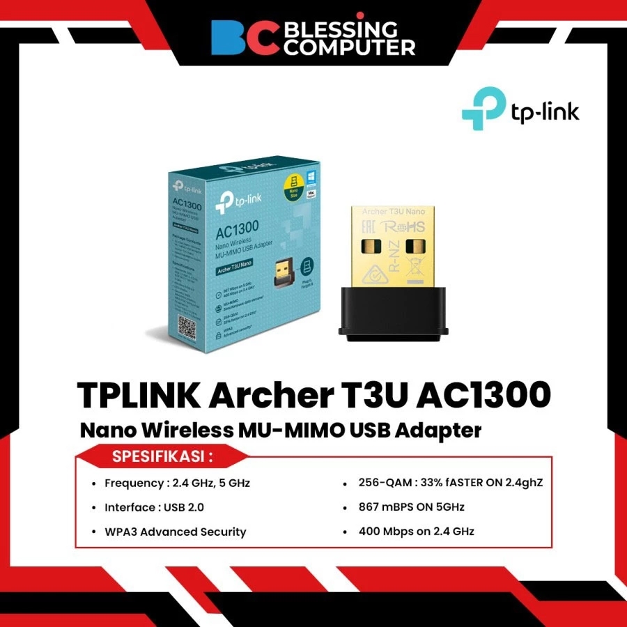 TPLINK Archer T3U AC1300 Nano Wireless MU-MIMO USB Adapter