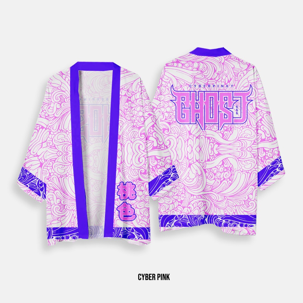 Haori Kimono Outwear Casual FullPrint Cyber Pink