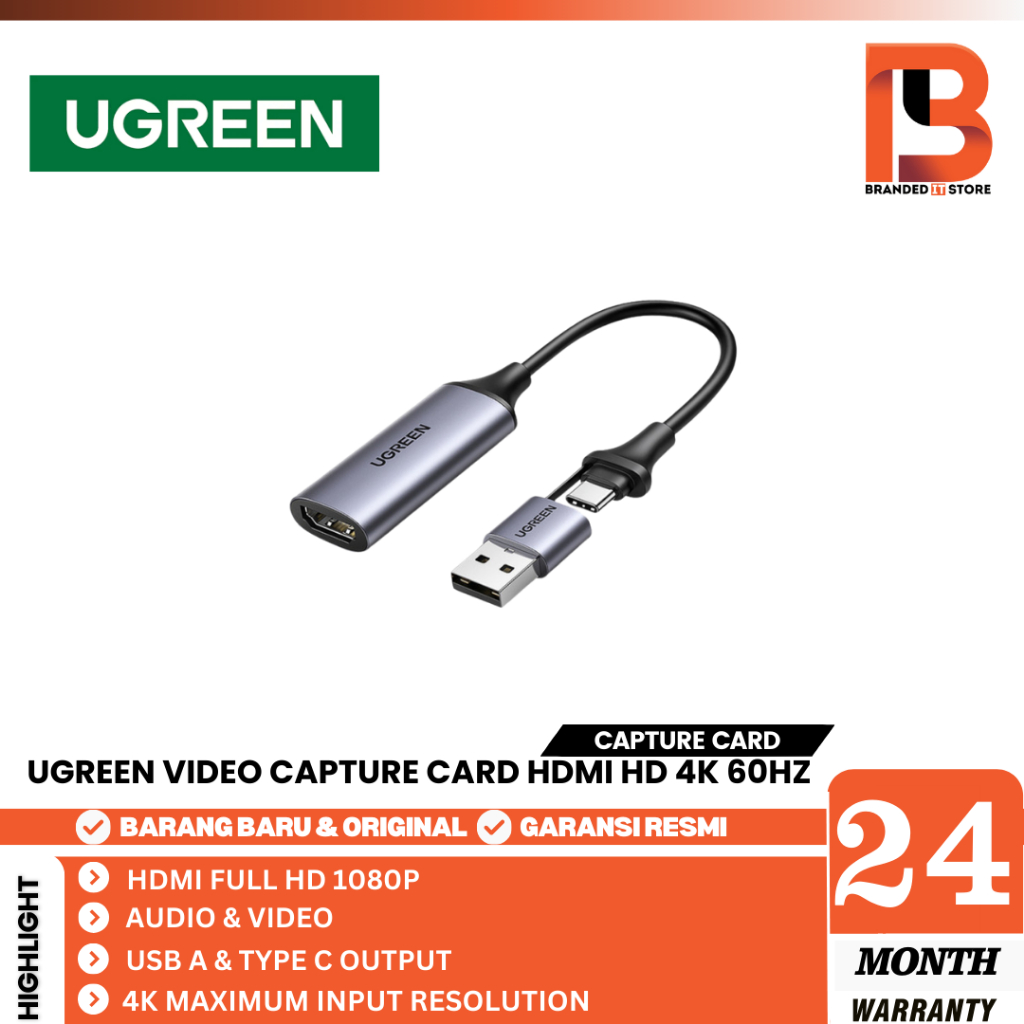 UGREEN VIDEO CAPTURE CARD HDMI HD 4K 60HZ MAC WINDOWS ANDROID - 40189