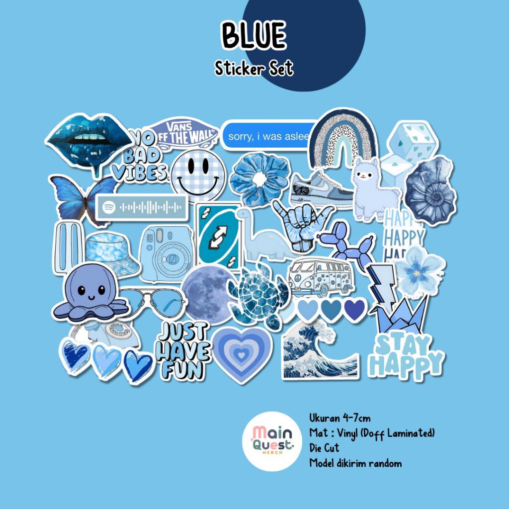 สติ๊กเกอร์สีน้ําเงิน | สติ๊กเกอร์ความงาม / สติ๊กเกอร์ Tumblr / สติ๊กเกอร์แล็ปท็อป / สติ๊กเกอร์กันน้ํา / สติ๊กเกอร์ไวนิลไดคัท / สติ๊กเกอร์ เคป๊อป / สติ๊กเกอร์น่ารัก