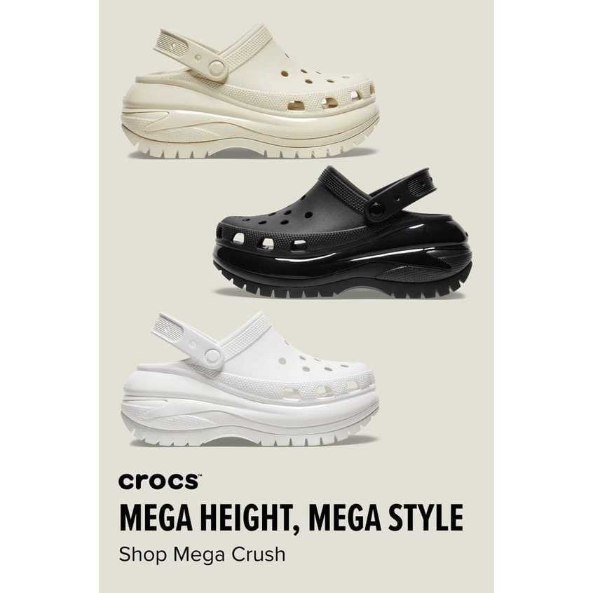 Crocs รองเท้าแตะสําหรับผู้ใหญ่ Mega Crush Clog Bone