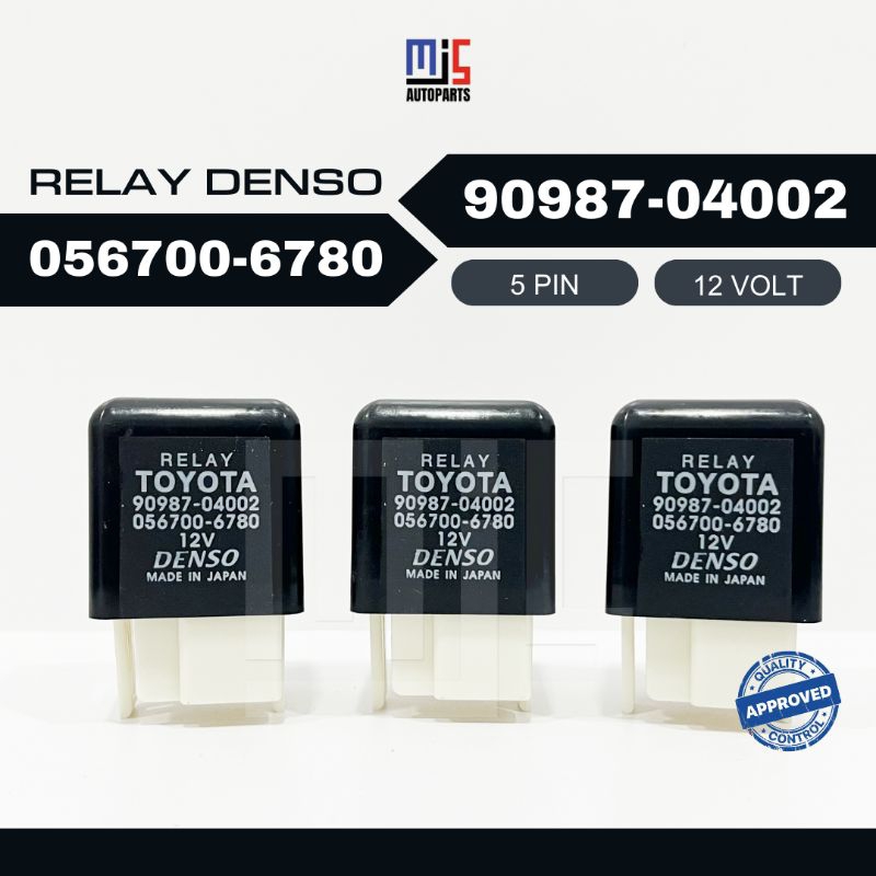 Toyota Corolla Great Relay 90987-04002 สีดํา 5 Pin 12 Volt Denso 056700-6780