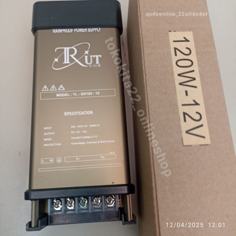 อแดปเตอร์/พาวเวอร์ซัพพลาย 12V 10A 120W Outdoor DC 12V กล่องนีออน