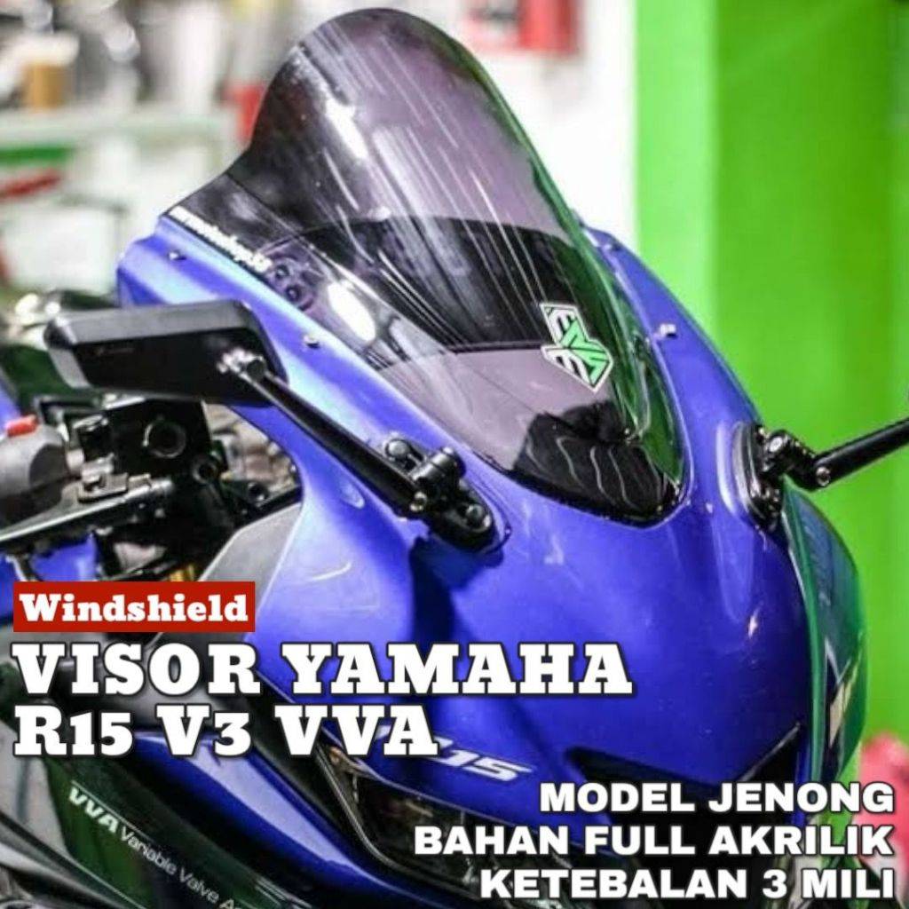 VISOR WINDSHIELD YAMAHA R15 V3 VVA รุ่น JENONG FULL ACRYLIC R15 V3 VVA HS55