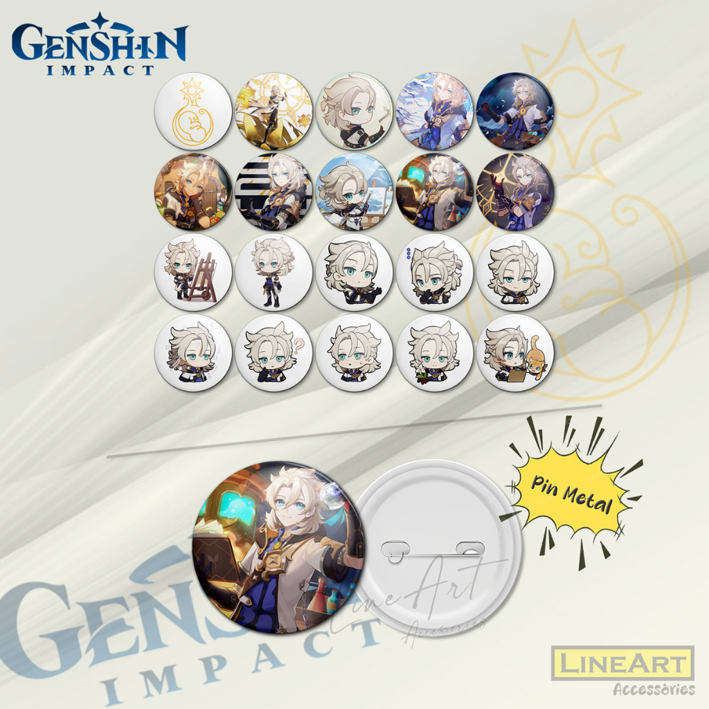 ALBEDO GENSHIN IMPACT เกมปุ่ม Pin อุปกรณ์เสริมเข็มกลัดพลาสติก