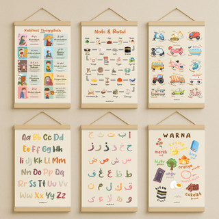 Poster Edukasi Anak Islami Nabi Rasul Abjad Angka Alphabet Hijaiyah Aesthetic Boho Earth Tone