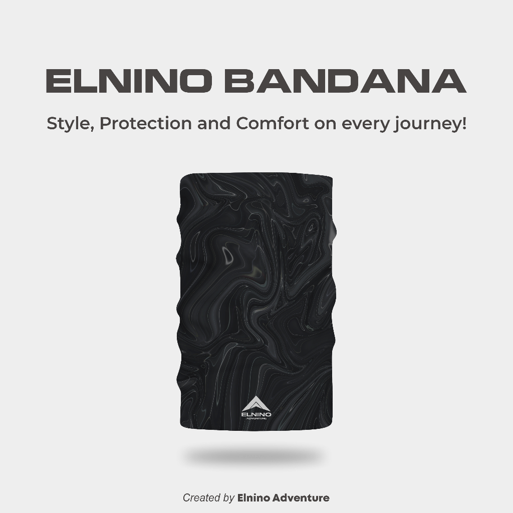 Elnino Multipurpose Headwear Mask Bandana UPF 50+ Anti UV Outdoor Neckwear - Marble Black
