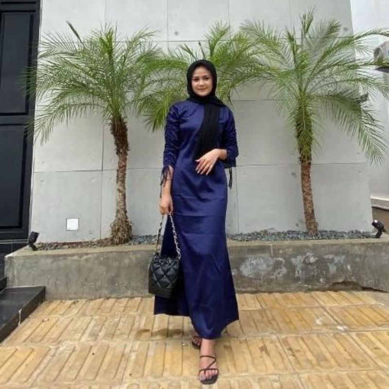 DARLA SILK SATIN VELVET DRESS - WEDDING DRESS DARLA VELVET SATIN DRESS สําหรับผู้หญิง - ELLA DRESS D