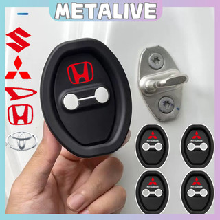 4pcs Car Door Lock Protective Buckle Cover Mobil dengan LOGO Universal  Karet Bantalan Peredam Pintu Mobil Silent Door Mobil