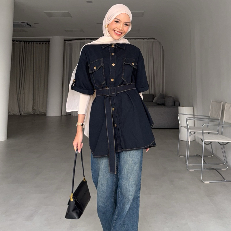 KEMEJA IRINE โดย Yellowfoxy || (รหัส 680) เสื้อยีนส์แขนสั้น