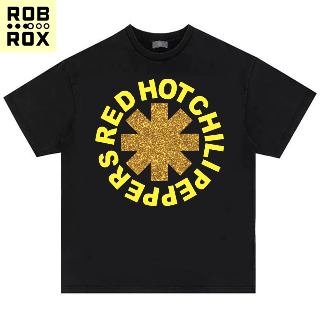 Red Hot Chili Peppers Gold motif T-Shirt ROB ROX ขนาดปกติ S-3XL-7XL.