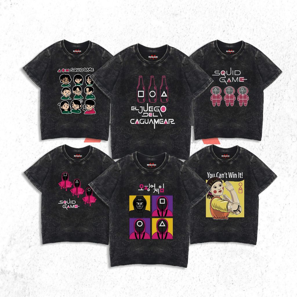 METALKIDS เสื้อยืดเด็ก Squid Game Tshirt ล้าง Unisex SQUID เสื้อยืด 1-15