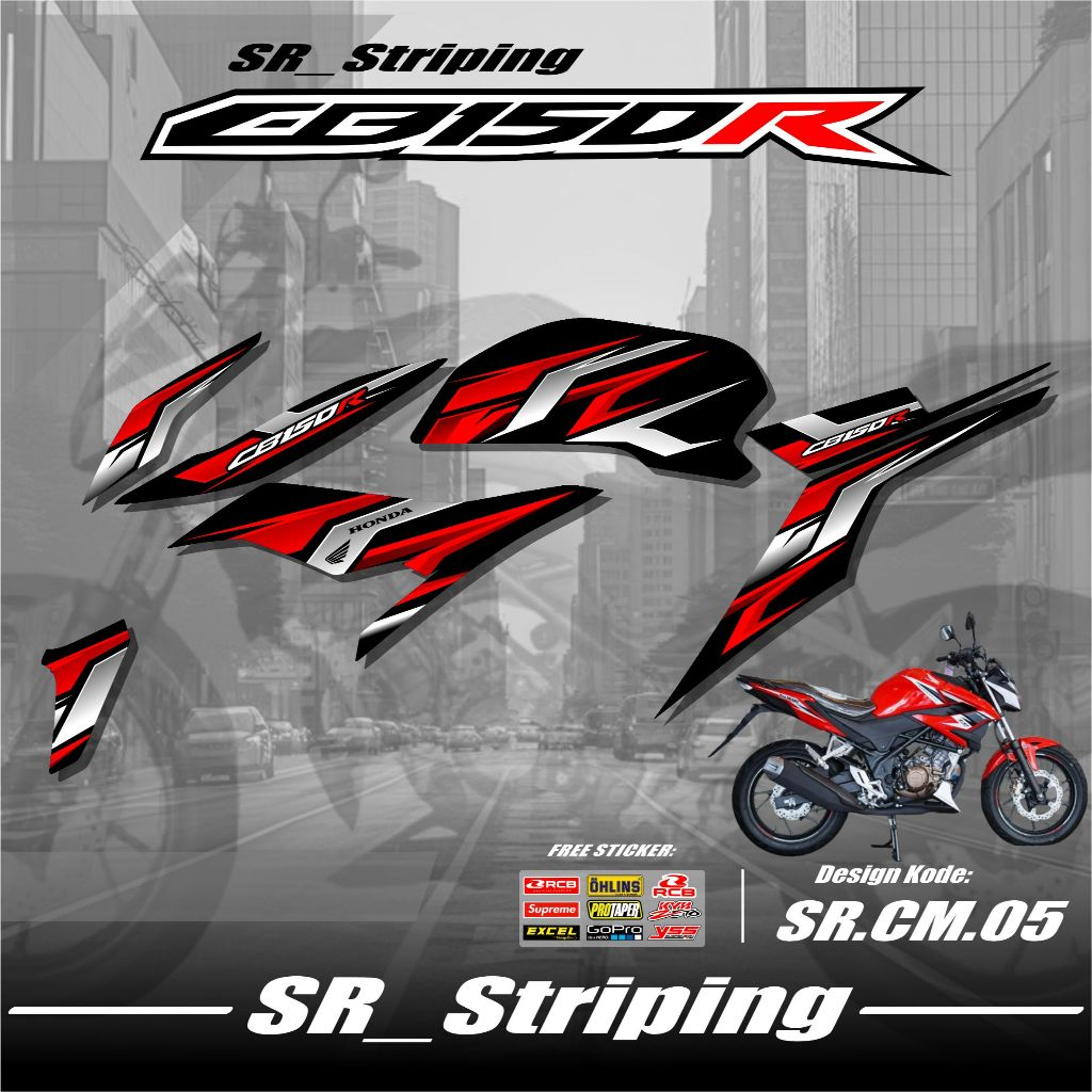 CB150R Facelift Striping Sticker - Honda CB 150R New Facelift Motorcycle Variation List Sticker Graphic Motif SR.05