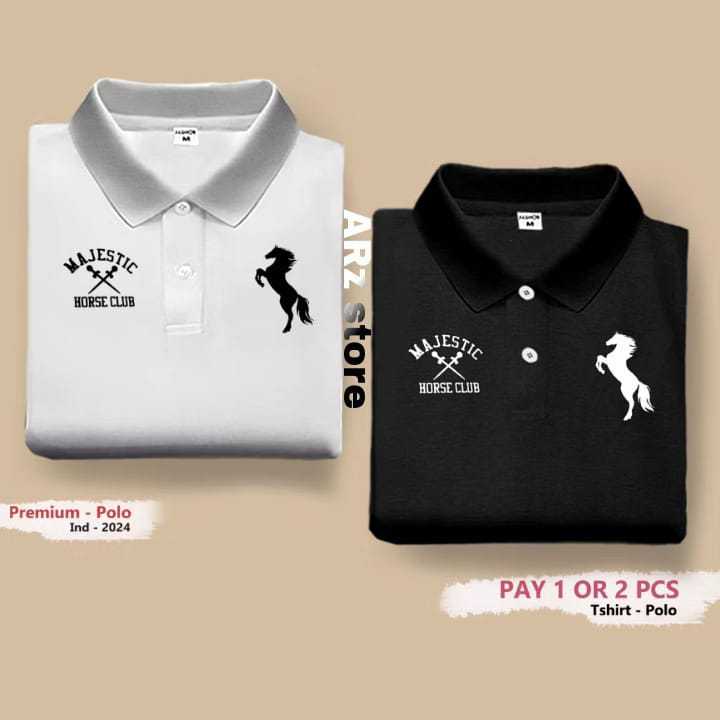 ซื้อ 1 แถม 2 ชิ้นเสื้อยืดคอปกโปโล ( Majestic 01) เสื้อยืด Distro สําหรับผู้ชาย DM/L/XL/XXL Distro