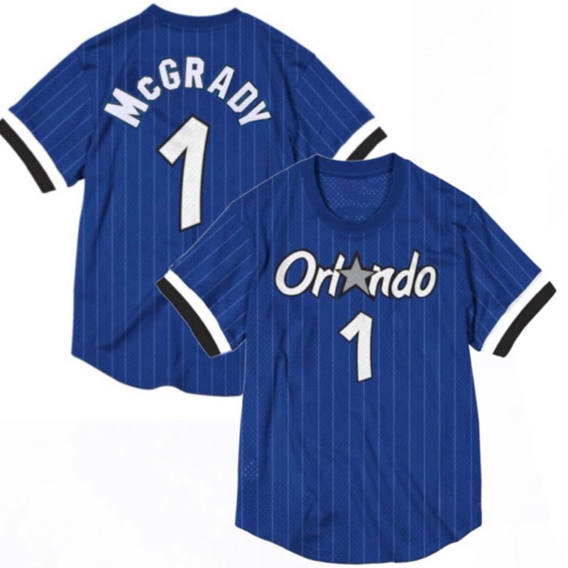 ORLANDO SLEEVE BASKETBALL JERSEY 1 SLEEVE TRACY MCGRADY BLUE STRIPED