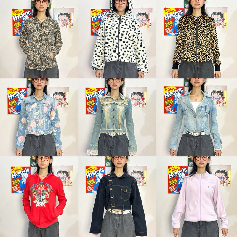 Y2K TRUCKER DENIM JACKET HOODIE ZIPPER