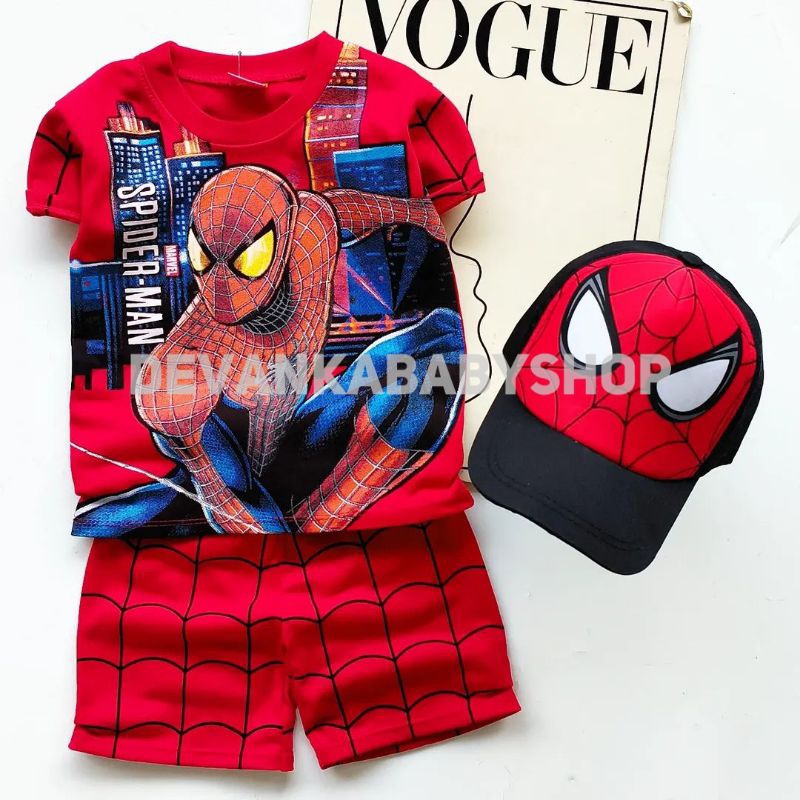เสื้อผ้า SPIDERMAN สําหรับ BOYS SUPERHERO ชุดเด็กพร้อมหมวกสําหรับอายุ 1-10 ปี