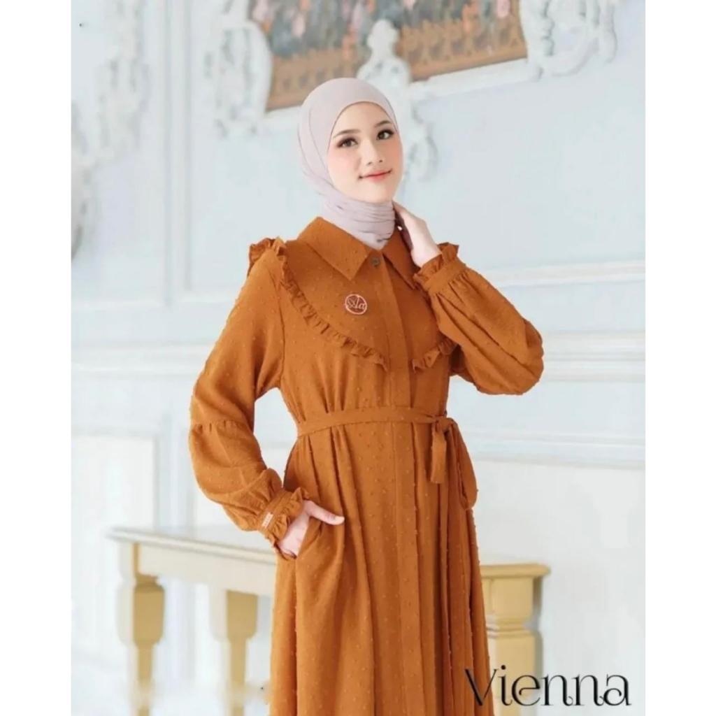Vienna Dress - Busui Crinkle Dress - Plain Crinkle Belt Gamis - Womens Gamis