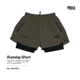 REA ACTIVEWEAR - Short Running Pants 2in1 Olive Edition