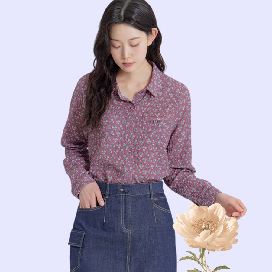 KEMEJA KOREAN SHIRT เสื้อเชิ้ตผู้หญิง ZS04 FLOWER SHIRT