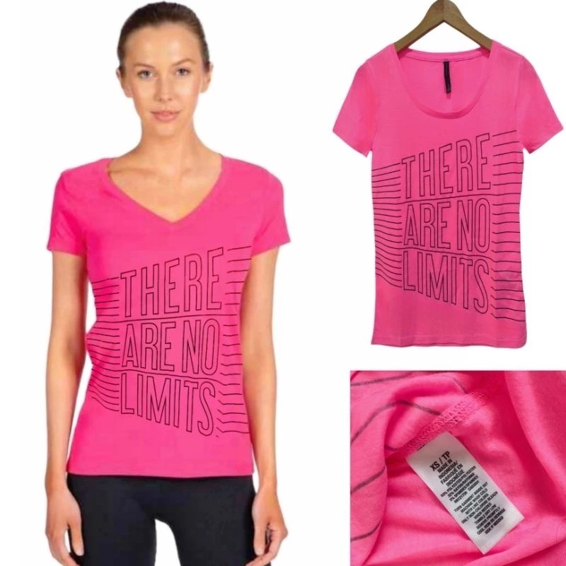 Live Leve Dream (LLD) เสื้อยืดแขนสั้นผู้หญิง v คอสีชมพู / เสื้อยืดผู้หญิงแบรนด์ / เสื้อยืดผู้หญิงล่า