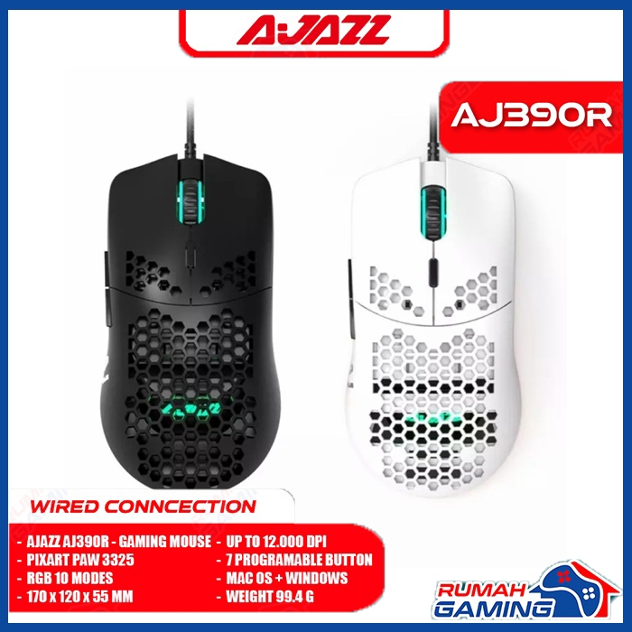 AJAZZ - AJ390R - เมาส์สําหรับเล่นเกม - แบบมีสาย - Usb - Light - Rgb - 12,000 DPI