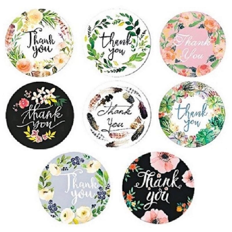 [100 ชิ้น] (ของขวัญฟรี) สติ๊กเกอร์ทรงกลม Enjoy Thank You Stickers Market Snack Stickers Catering Cak