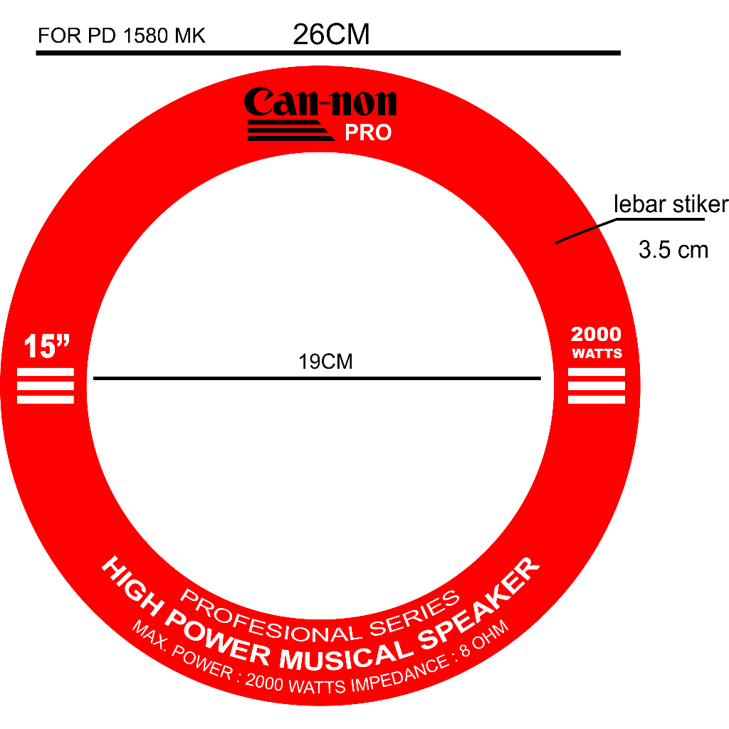PD 1580 MK SPEAKER MAGNET STICKER DIAMETER 26 CM WIDTH 3.5 CM