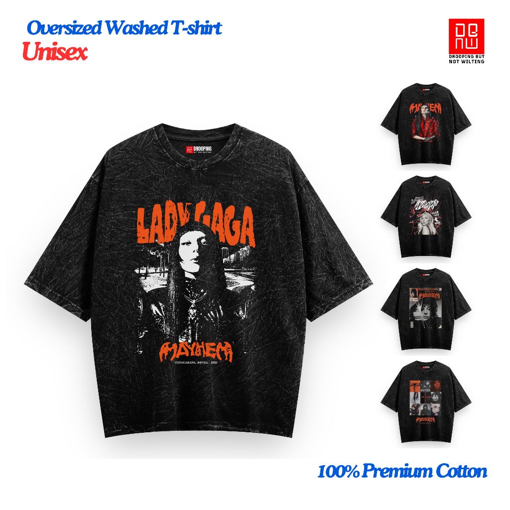 DBNW lady GAGA Tour Mahyem Washed Tshirt Oversize vintage lady-26 เสื้อยืด