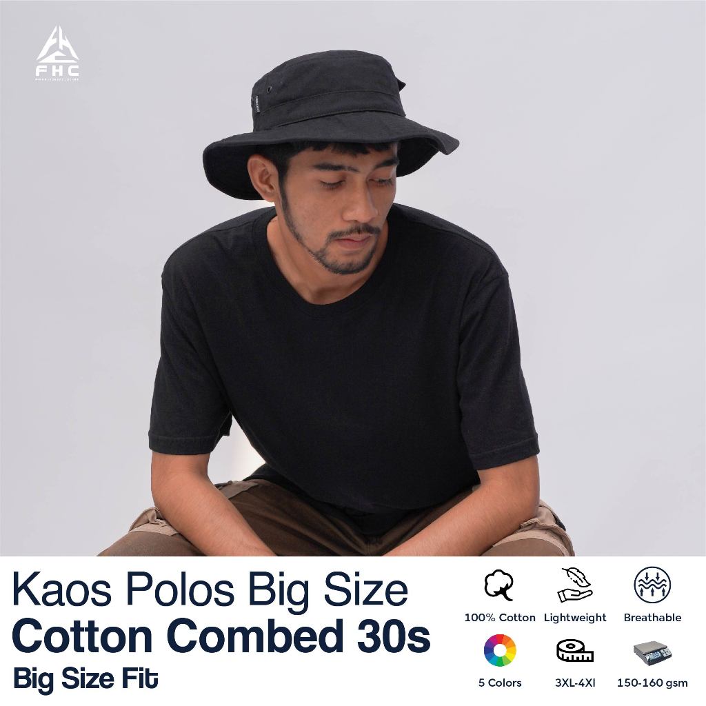 PLAIN เสื้อยืดขนาดใหญ่ JUMBO 3XL 4XL FHC COTTON COMBED 30S คุณภาพระดับพรีเมียมดั้งเดิม