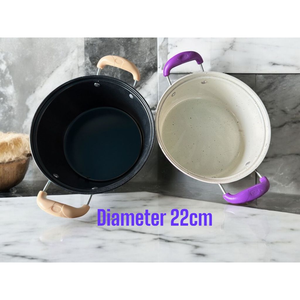 ENAMEL SOUP POT / SOUP POT 22CM / หม้อฉนวนน้ํา / หม้อหู HEAT-RESISTANT สําหรับ BOLIING