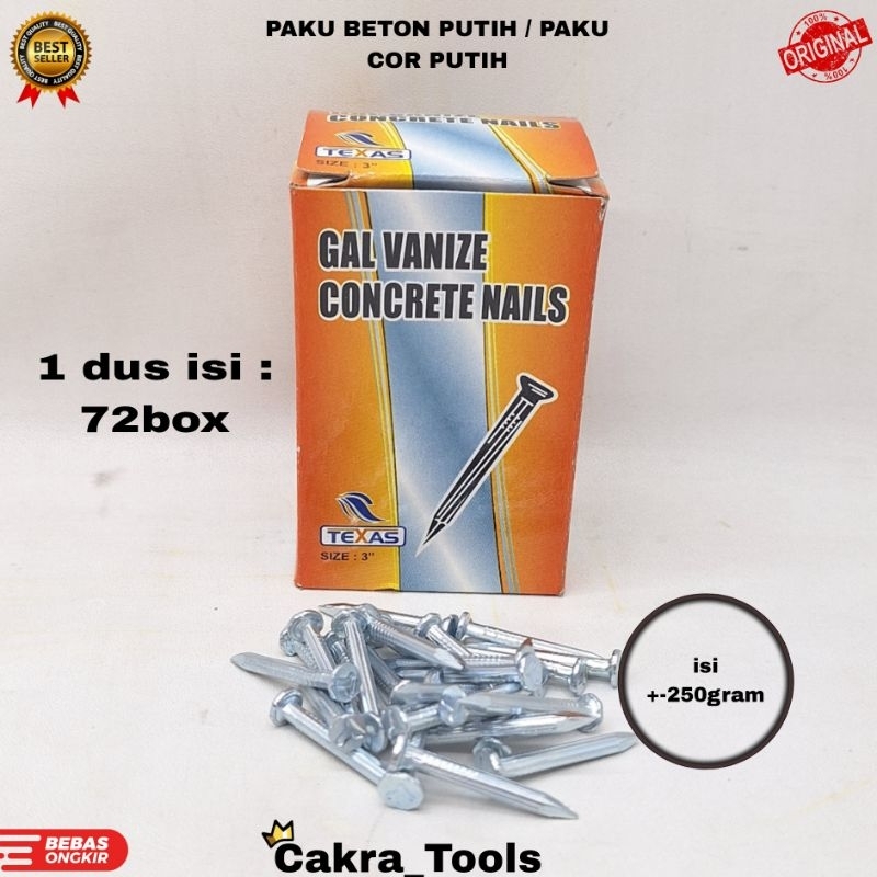 [ICT] WHITE CONCRETE NAILS / WHITE CAST NAILS SIZE 1", 11⁄4", 11⁄2", 3", 4" INCH (ราคาต่อ 1 กล่อง)