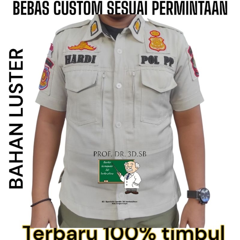 KEMEJA POL PP Cream LUSTER GOOD SHIRT PLUS Satpol PP ATTRIBUTES