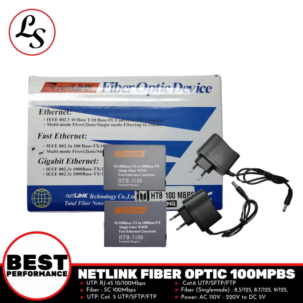 NETLINK FIBER OPTIC HTB-3100A/3100B Converter HTB 3100A 31000B