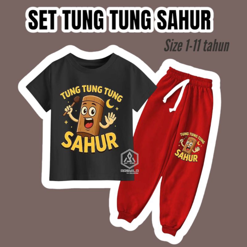 ชุดสูทเด็ก Viral Tung Sahur Motif - เสื้อผ้าเด็ก Tung Tung Sahur อายุ 1-11 ปี