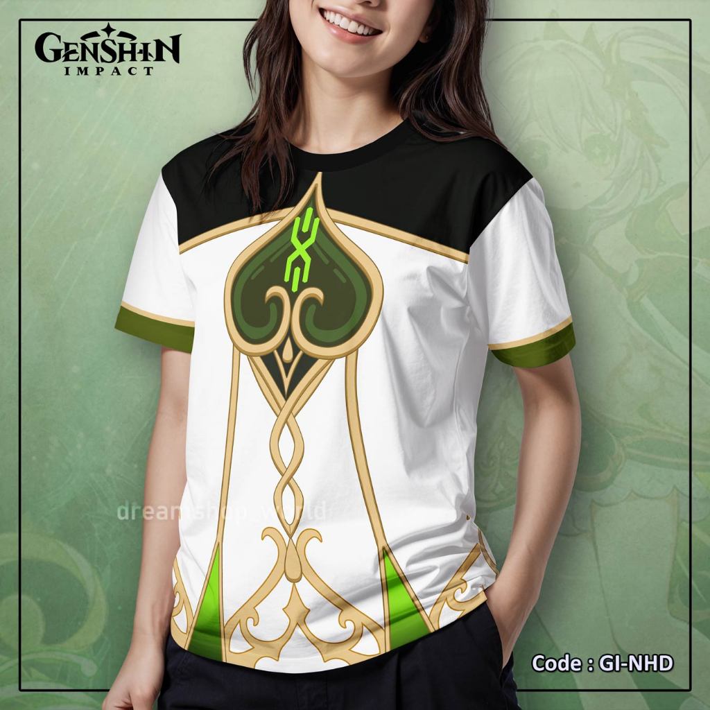 เสื้อยืด Fullprint อะนิเมะเกม Genshin Impact Nahida