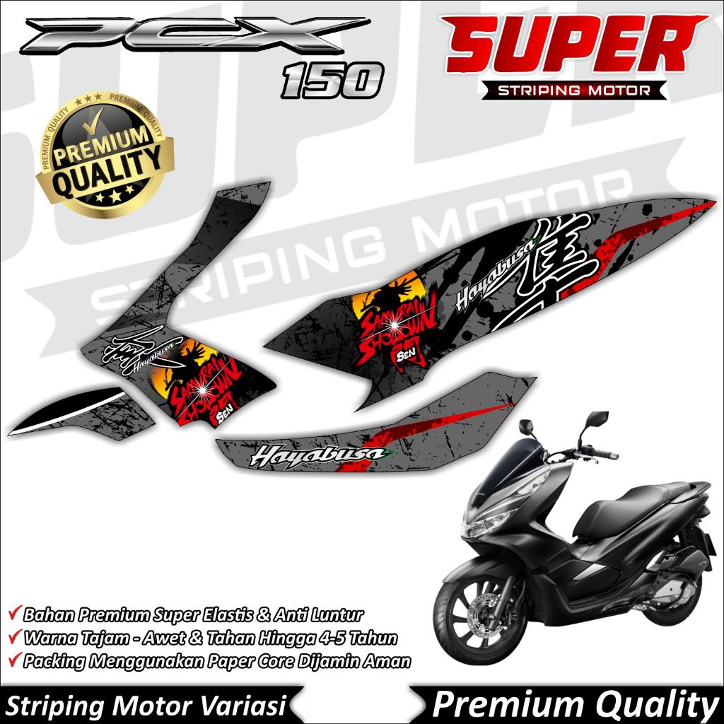สติ๊กเกอร์ PCX 150 2019, Cool Anti-Fade, PCX 150 Striping, Honda PCX 150 Hayabusa Striping