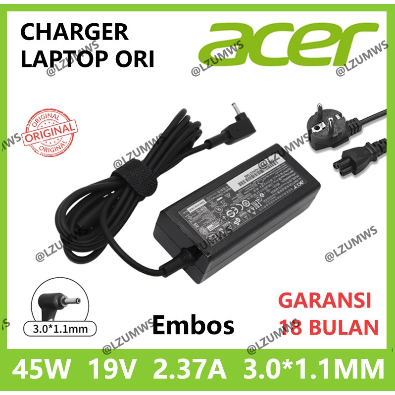 อะแดปเตอร์ชาร์จแล็ปท็อป ACER ของแท้ ACER 19V 2.37A Aspire S7-392 V3-371 A13-045N2A DC 3.0x1.1 มม.