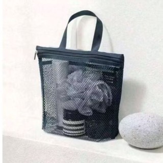 Tas Jaring Tempat sabun Mandi Multifungsi Tote bag Organizer Traveling Bahan Jaring Hitam Tebal Transparan